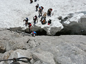 Ausaperung am Gletscher